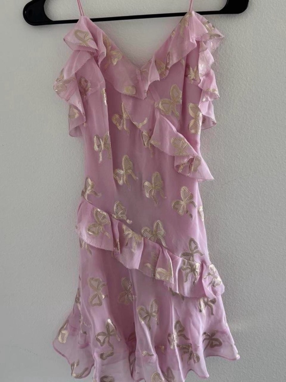 Loveshackfancy Pink Mini Ruffle Dress With Bows